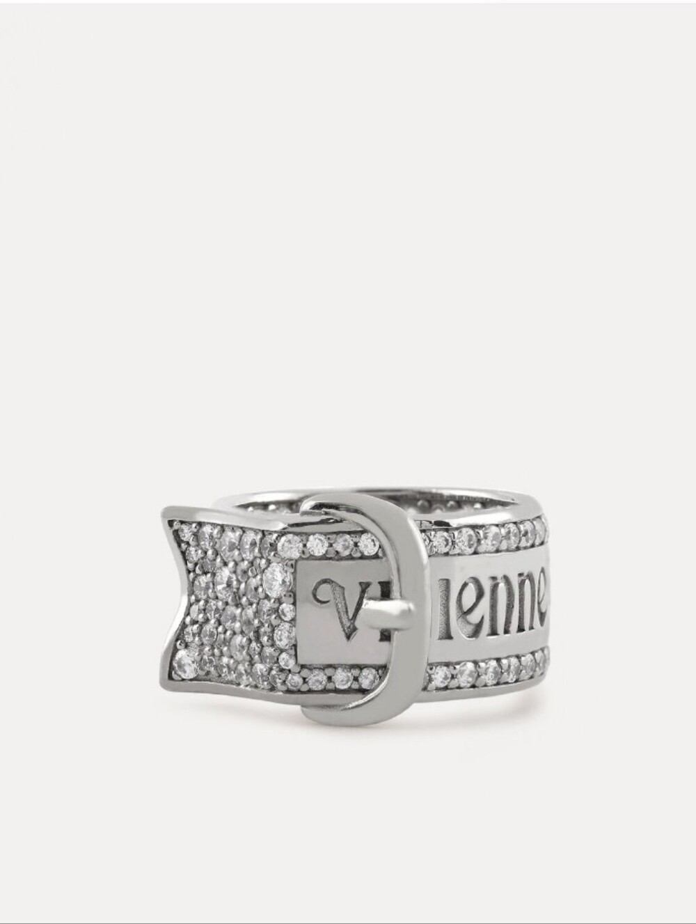 VIVIENNE WESTWOOD  Silver Dark Pave Buckle Ring - Women Jewelry